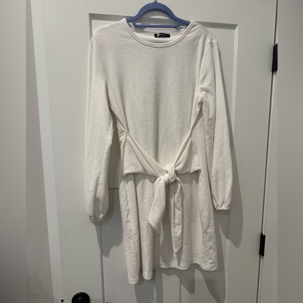 PRETTYGARDEN White Tie Waist Cocktail Dress